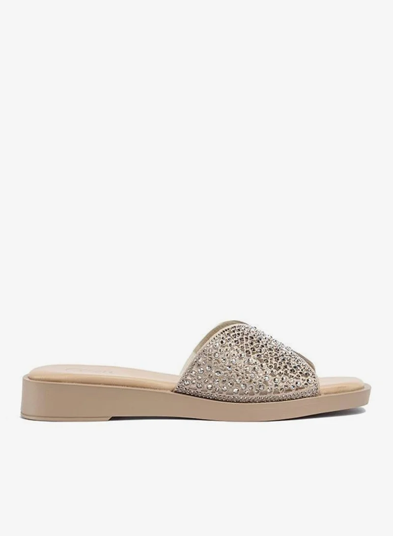 فايور Stylish Crystal-Embellished Platform Slide AJ 020