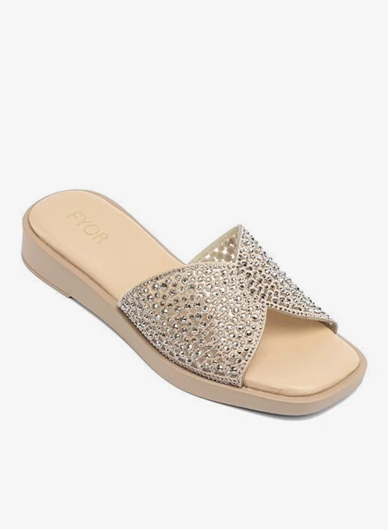 فايور Stylish Crystal-Embellished Platform Slide AJ 020
