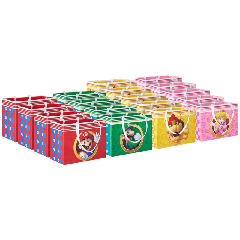 Hallmark Nintendo 4" Mini Gift Bags (Mario, Luigi, Princess, Bowser) Tiny Bags for Party Favors, Gift Cards, Classroom Treats - Image 1