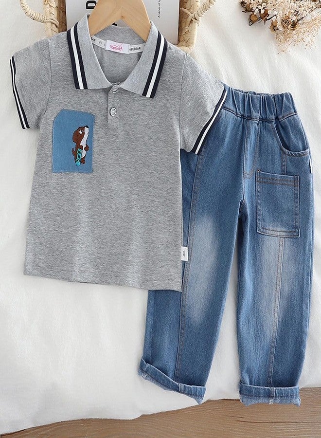 Hopscotch Baby Boys Polycotton Jeans set in Grey Color For Ages (18-24 Months) - Image 4