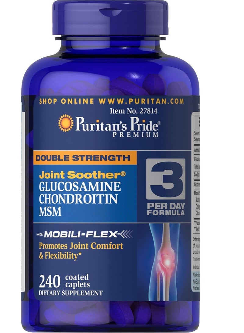Puritan's Pride Glucosamine Chondroitin MSM Dietary Supplement for Joint Health, 240 Coated Tablets 80 Servings - Image 1