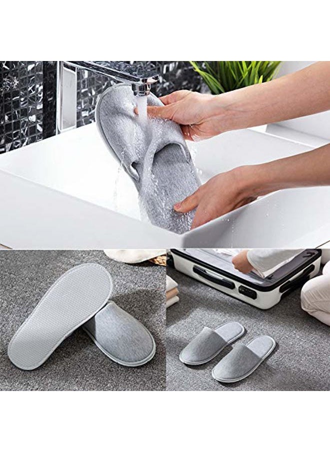 Rocutus 2 Pair Disposable Slippers,Disposable Slippers Bulk Guest Slippers,Travel Portable Polyester-cotton Slippers Home Interior Slippers Hotel Special Anti-skid Shoes Cotton Trailer  - Image 5