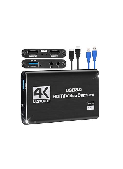 كارت التقاط فيديو HDMI إلى USB – بدقة 1080P بسرعة 60 إطار/ث، يدعم نينتندو سويتش، PS4، الكمبيوتر والكاميرات