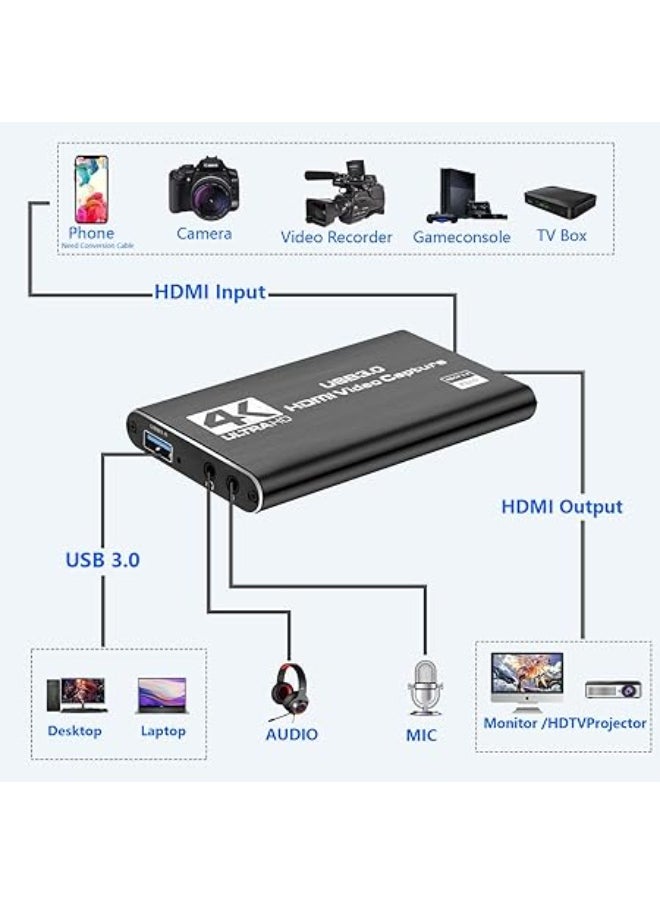 ماركة غير محددة - كارت التقاط فيديو HDMI إلى USB – بدقة 1080P بسرعة 60 إطار/ث، يدعم نينتندو سويتش، PS4، الكمبيوتر والكاميرات - Image 1