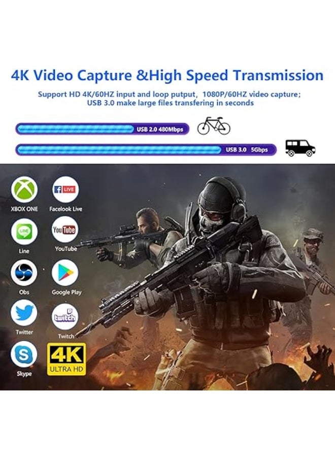 ماركة غير محددة - كارت التقاط فيديو HDMI إلى USB – بدقة 1080P بسرعة 60 إطار/ث، يدعم نينتندو سويتش، PS4، الكمبيوتر والكاميرات - Image 1