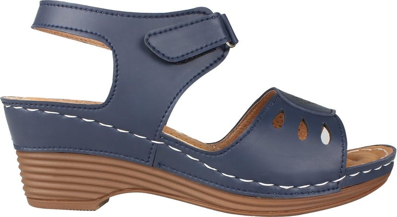 XE Looks Women's Navy Orthopedic Wedge Sandals | Adjustable Straps for Perfect Fit | Cushioned Footbed with Breathable Cut-Out Design | Durable Wedge Heel For Girls & Women - Image 4