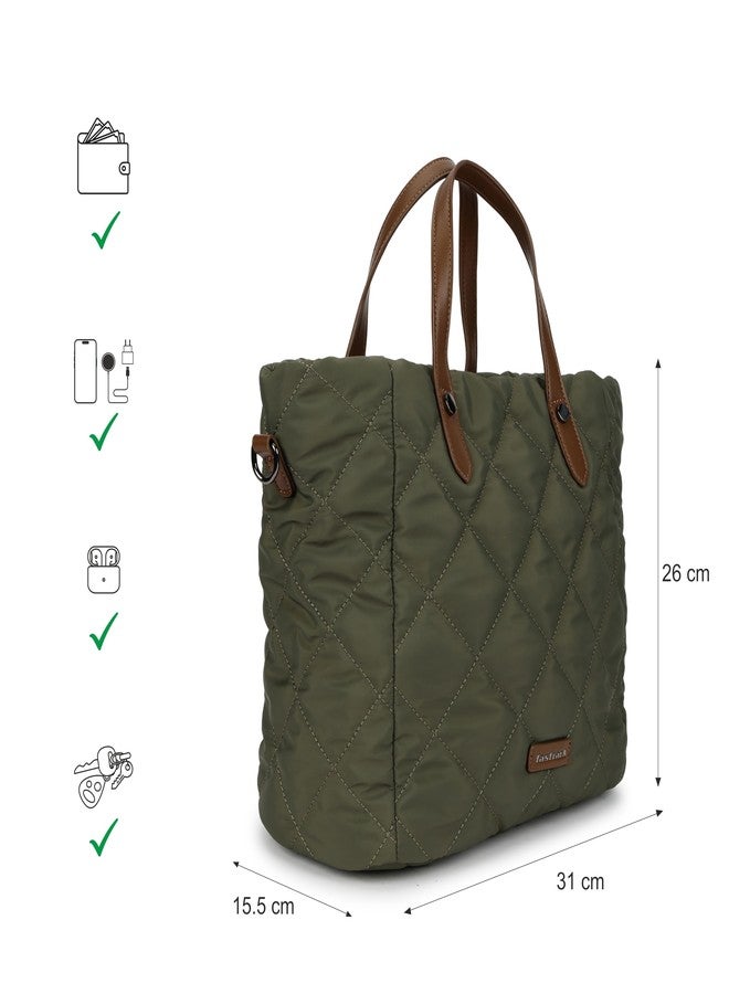 Fastrack Gridline Tote | Nylon Women’s Tote Bag | Diamond-Quilted Design with Dual Carry Options & Multiple Compartments - Image 4