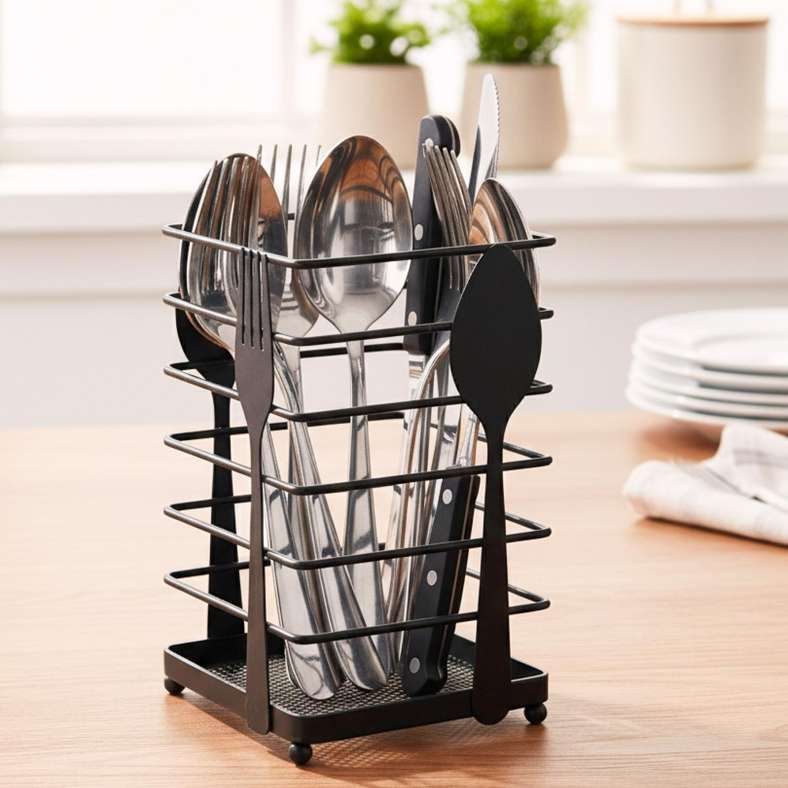 Pan Home Regan Cutlery Holder 10x11x17cm -Black - 203TKU9900042 - Image 1