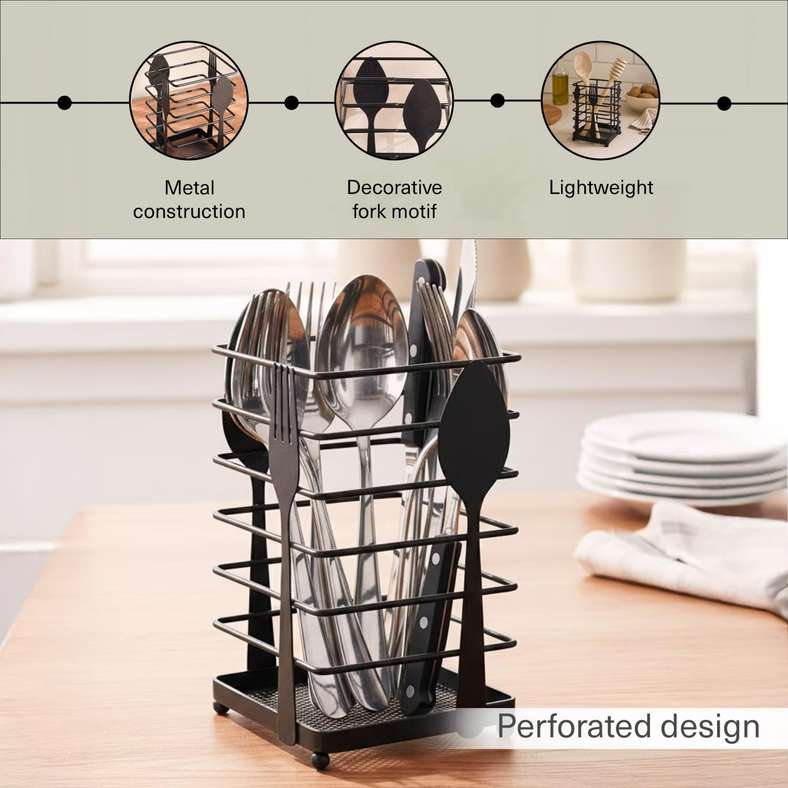 Pan Home Regan Cutlery Holder 10x11x17cm -Black - 203TKU9900042 - Image 4