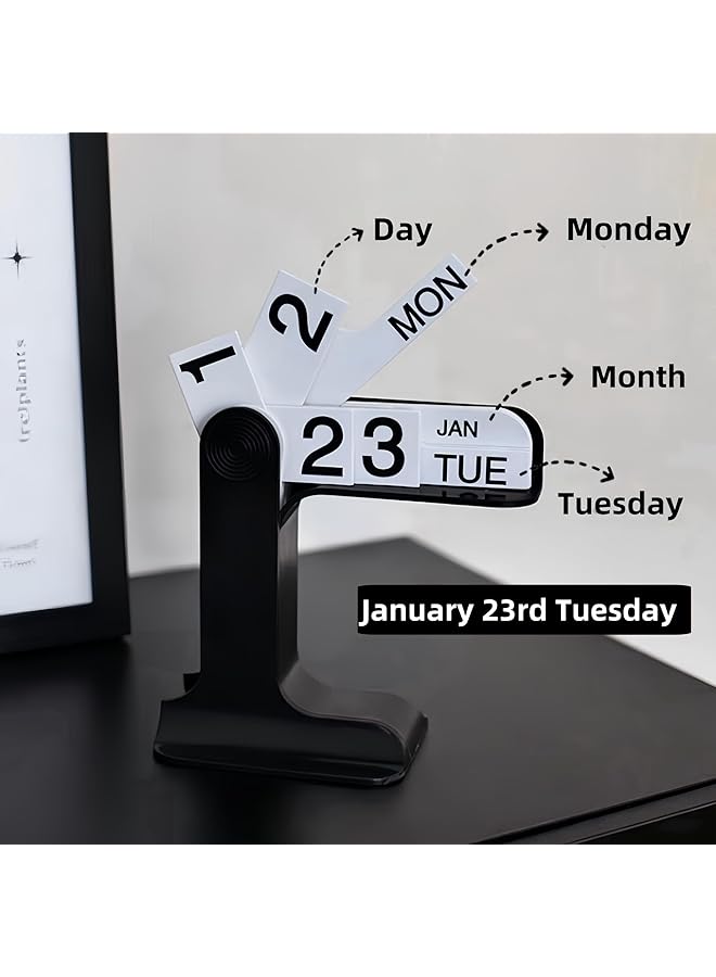 erorex Flip Perpetual Calendar Reusable Vintage Desktop Calender For Livingroom Office Shop Bar Desk Decor Week Month Day Display Week Month Day Display  - Image 4