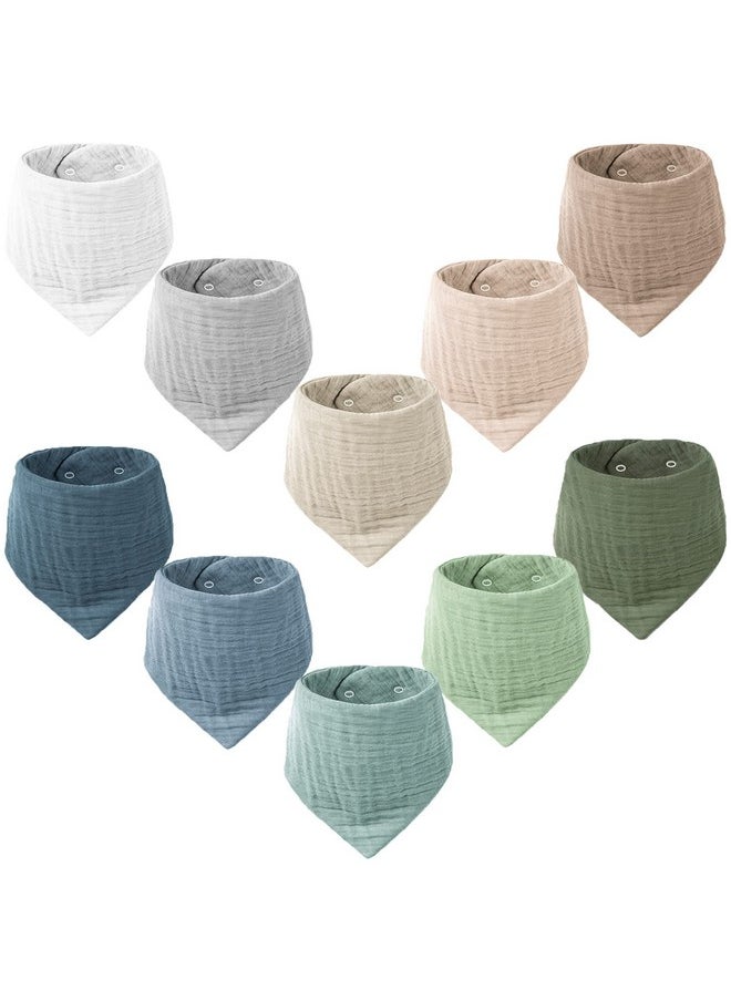 Konssy - Muslin Baby Bibs 10 Pack Baby Bandana Drool Bibs 100% Cotton For Unisex Boys Girls 10 Solid Colors Set For Teething Drooling - Image 1