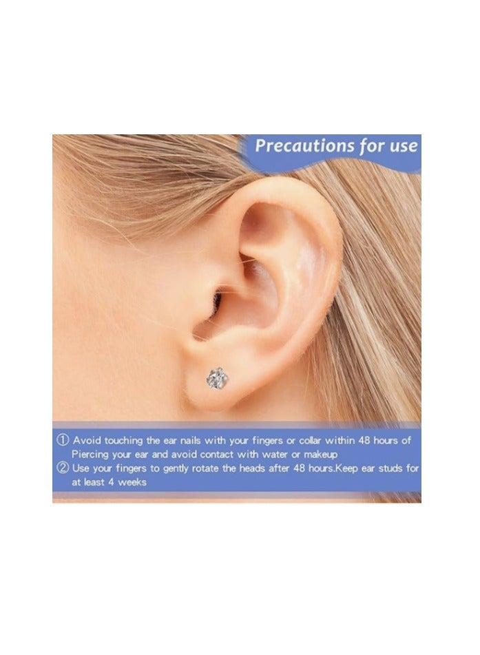 12 Pairs No Pain Ear Piercing Kit, Disposable Self Piercing Gun with 24Pcs Ear Studs & Cleaning Tools, Portable Nose Ear Piercer for Home Household Use, Safe Easy-to-Use Body Piercing Tools for Men Wo - Image 5