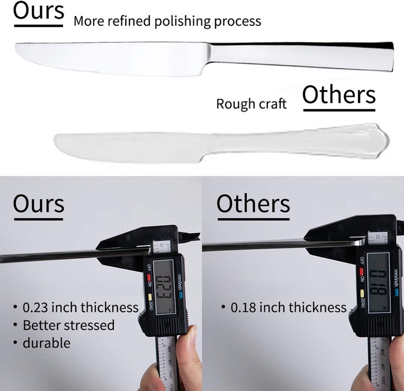 Brightown 45-Piece Flatware Sets, Silverware Set for 8, Durable Stainless Steel Tableware in Ergonomic Design Size and Weight, Kitchen Utensils Set with Steak Knives, Rust-proof, Dishwasher Safe - Image 5