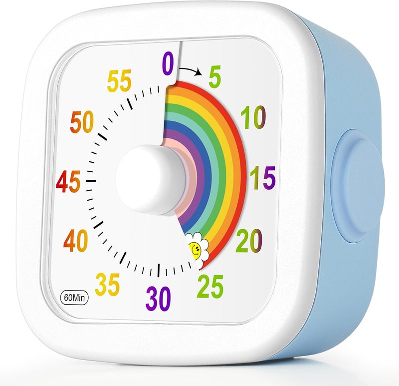 hotut 60 Minute Visual Timer for Kids, Kids Timer, Silent Countdown Timer with Rainbow Pattern, Pomodoro Timer, Non-Ticking, Ideal for Children & Adults - Image 1