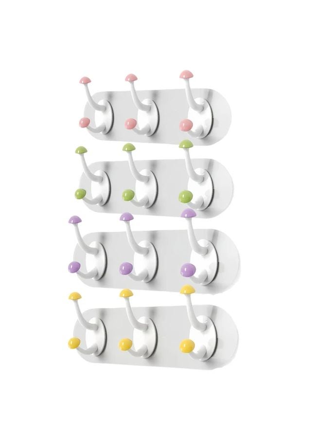 3 Pack Purple Adhesive Hooks No Drill Strong Hold For Kitchen Bathroom Fridge - Image 2