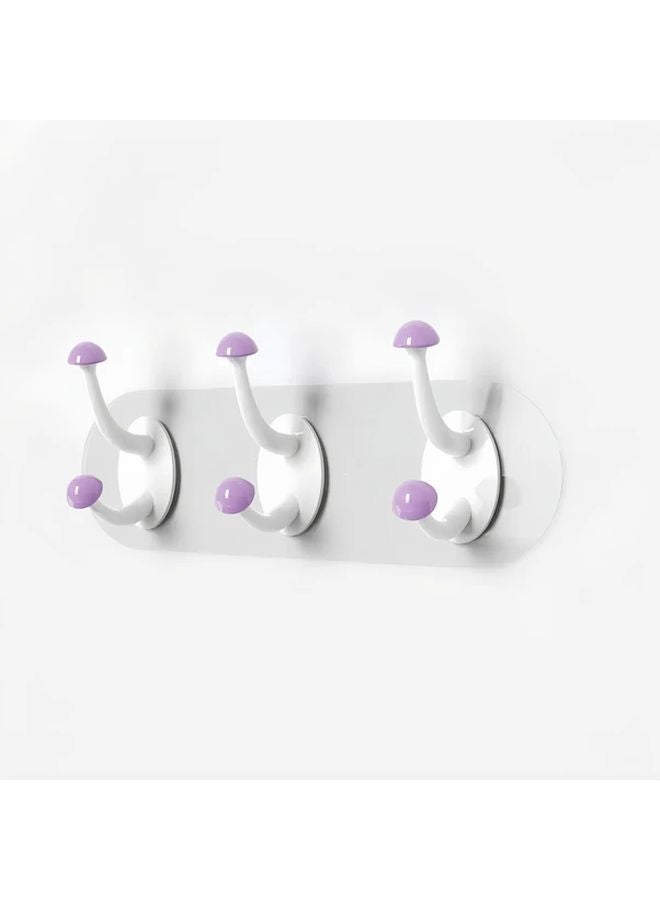 3 Pack Purple Adhesive Hooks No Drill Strong Hold For Kitchen Bathroom Fridge - Image 1
