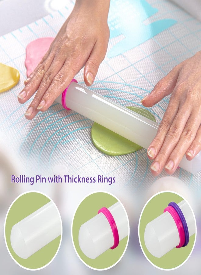 Bakerpan Fondant Tools Set, 47 Pcs Fondant Cake Decorating Supplies, Rolling Pin for Fondant, Gumpaste, Sugar Paste, Fondant Roller, Smoother, Fondant Cutters - Image 4
