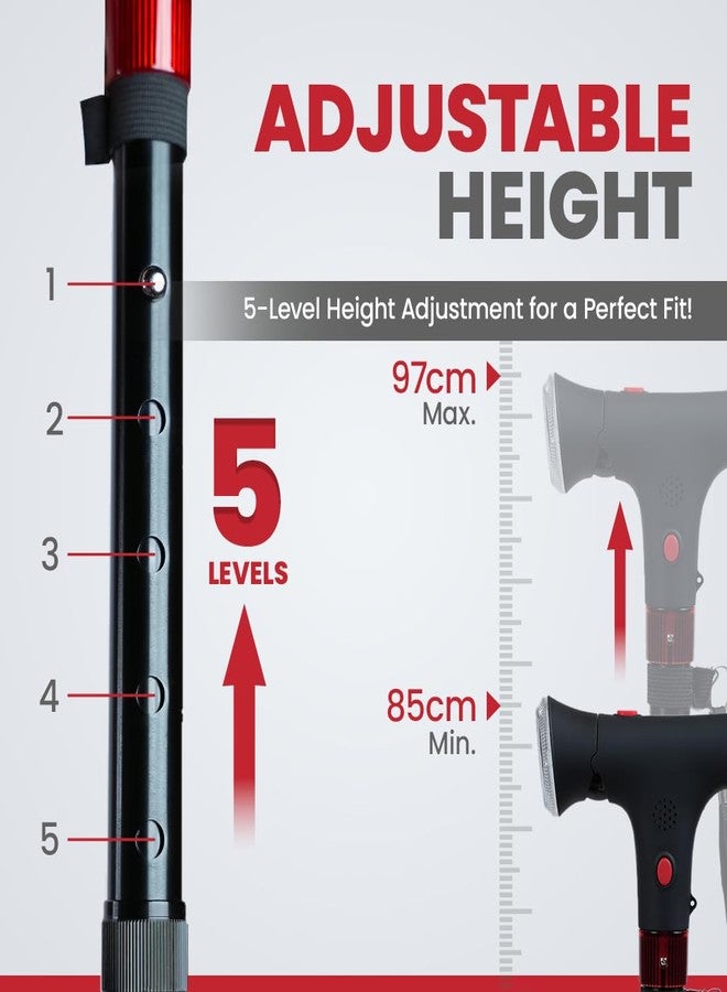 AGEasy Antara AGEasy Walking Stick with SOS Alarm Button for Men & Women | Walking Cane for Old People | Walk Stick with Adjustable Height | Support Stick (Foldable Walking Stick with SOS Alarm) - Image 5
