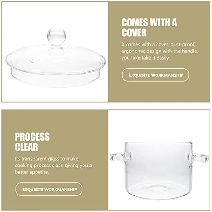Vaguelly Glass Cooking Pot Clear Saucepan With Lid Simmer Pot Stew Pot DoubleHandle Cookware Microwave Stove Dishwasher Safe Potpourri Pot For Milk Pasta Noodles Soup 1900Ml - Image 4