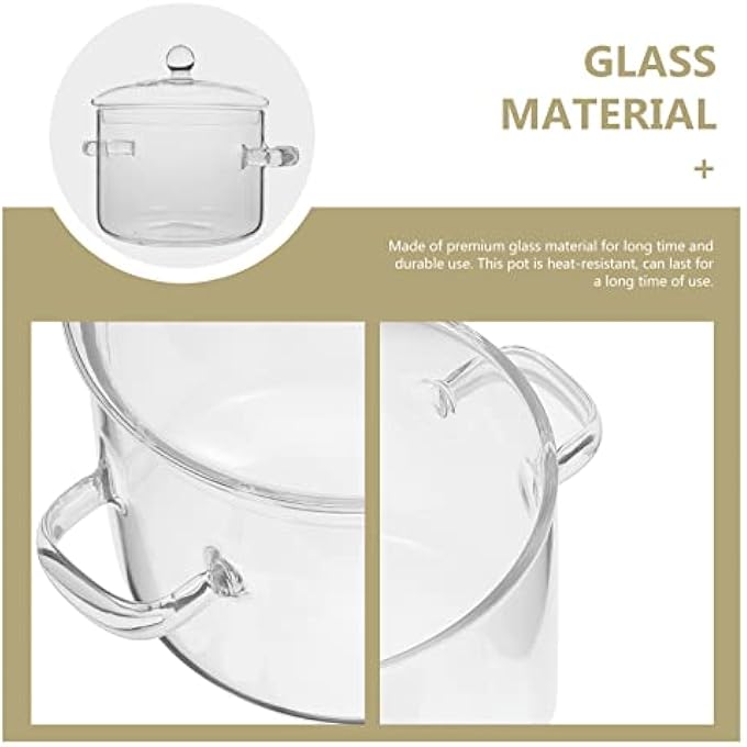 Vaguelly Glass Cooking Pot Clear Saucepan With Lid Simmer Pot Stew Pot DoubleHandle Cookware Microwave Stove Dishwasher Safe Potpourri Pot For Milk Pasta Noodles Soup 1900Ml - Image 5