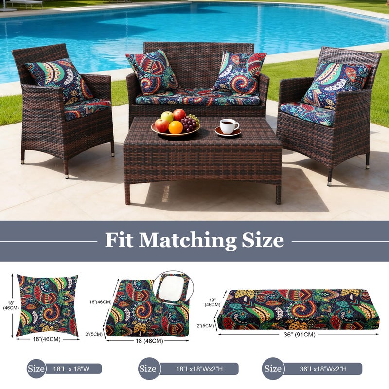 SUKAIKEQA Waterproof 3-Piece Patio Sofa Cushion Cover Set - Replacement Covers for Outdoor Wicker Furniture, Bench & Seat Cushions - Image 2