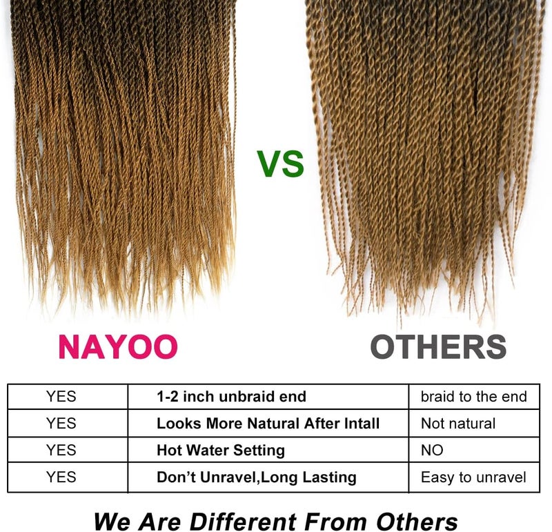 NAYOO Senegalese Twist Crochet Hair - 8 Packs 12 Inch Short Crochet Hair For Black Women, 30 Strands/Pack Small Twist Crochet Hair Hot Water Setting, Crochet Twist Braids Hair(12 Inch, 4/27) - Image 3