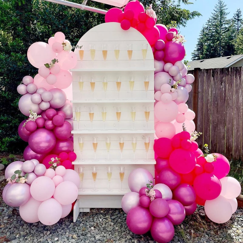 COKAOBE Pink Balloons Garlands Arch Kit, 124pcs Hot Pink Pastel Pink Metallic Magenta Latex Balloons for Wedding Engagement Princess Theme Birthday Bridal Shower Baby Shower Party Decorations - Image 4