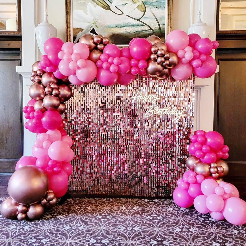 COKAOBE Pink Balloons Garlands Arch Kit, 124pcs Hot Pink Pastel Pink Metallic Magenta Latex Balloons for Wedding Engagement Princess Theme Birthday Bridal Shower Baby Shower Party Decorations - Image 5