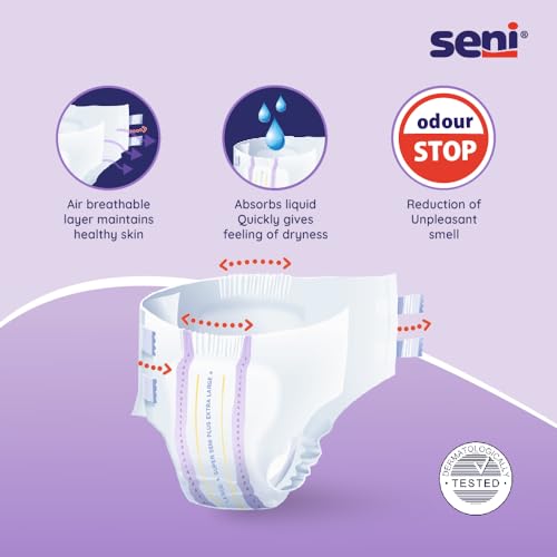 Seni Premium Super Plus Adult diapers - XL | 10pcs | Breathable & comfort | High Absorbency | 360 Degree Protection |Odor control | Multi use - Adjustment Tapes - Image 4