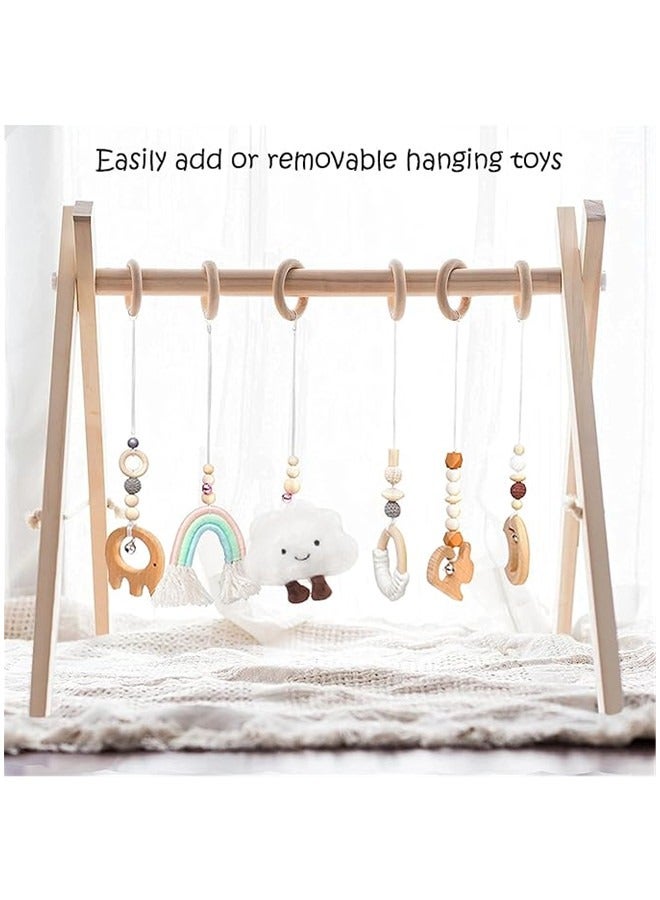 Beauenty Wooden Baby Gym With 6 Hanging Toys Foldable Baby Play Gym Frame Activity Gym Hanging Bar  - Image 4