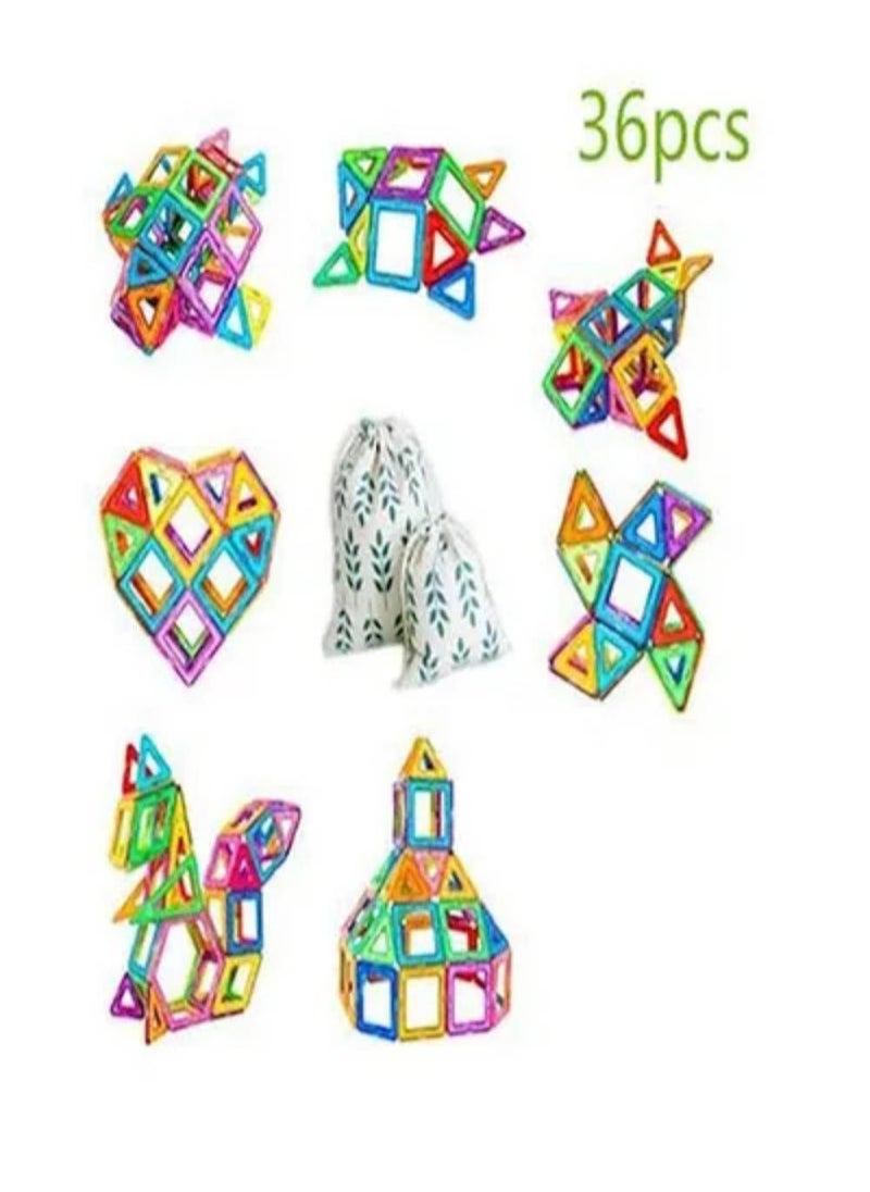 McDou - 36-Piece Educational Magnetic Colorful Tiles Set Durable  Sturdy With Instruction Booklet for 3-4 Years - Image 1