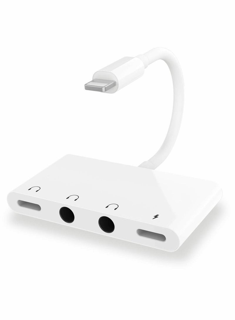 Y&D 4-in-1 Headphone Jack Audio Charger Adapter and Splitter, iPhone Jack, Dual 3.5mm Charging Port for - Image 1