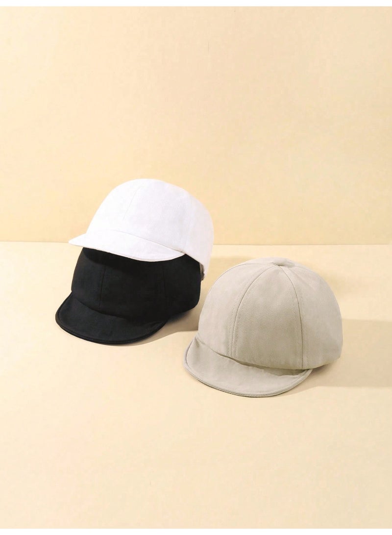 Summer Accessories 3 Pieces Kids Adjustable Cap Hats In Black, Beige And White, Daily Caps For School, Play, Sports And Outdoor Trips For Boys And Girls, Age 3 To 12 Months - Image 5