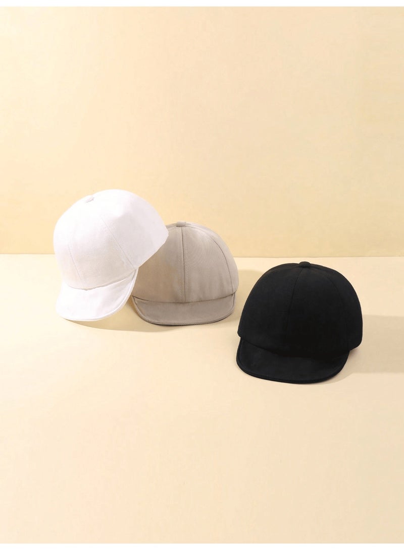 Summer Accessories 3 Pieces Kids Adjustable Cap Hats In Black, Beige And White, Daily Caps For School, Play, Sports And Outdoor Trips For Boys And Girls, Age 3 To 12 Months - Image 2