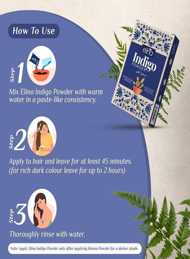 Elina Pure Indigo Powder for Hair Color | Natural Hair Dyeing | Pure Indigo Leaves Powder Protects Hair from Damage | Chemicals or Preservatives free 100 gm (Pack of 1) - Image 5