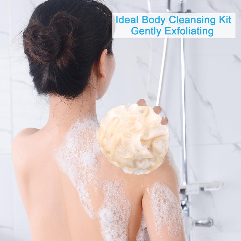 AmazerBath Loofah Sponge 75g/Piece, Exfoliating Bath Sponge Body Scrubber - Loofa Set of 4 - Cotton Candy Quartet, Large - Image 3