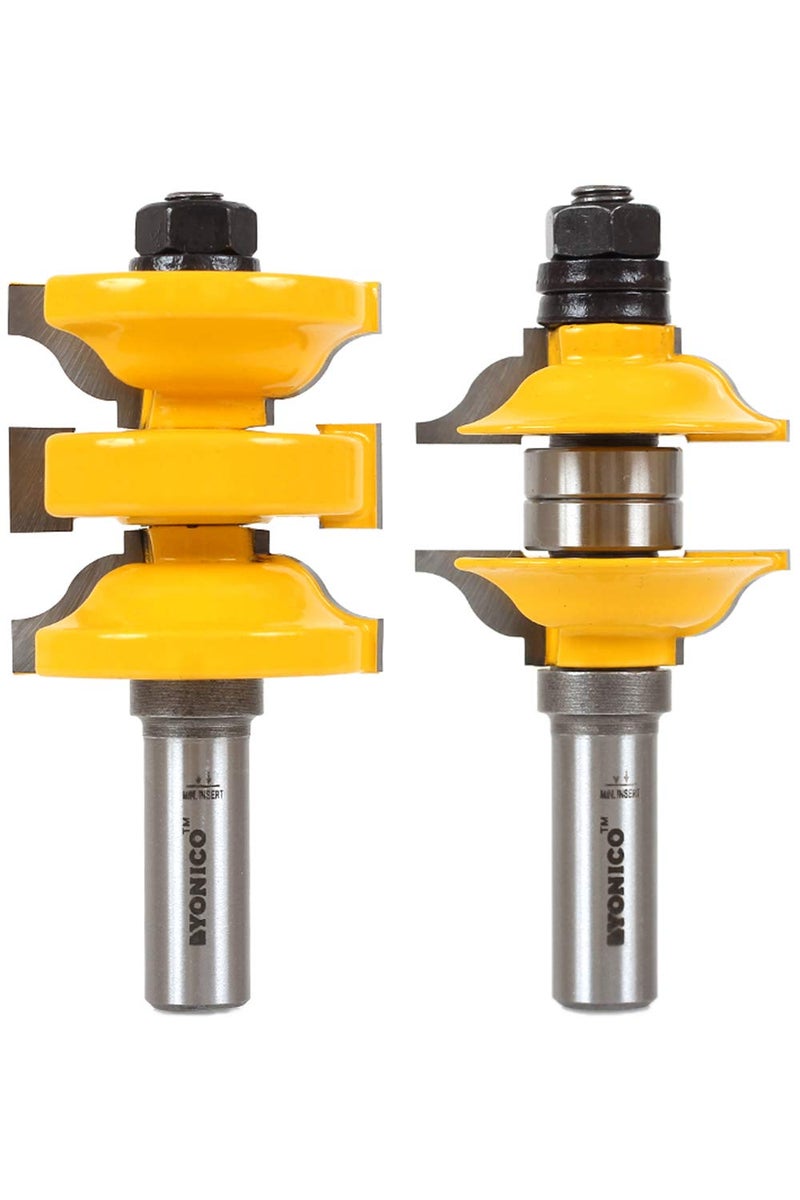 YONICO Router Bits Set Rail and Stile 2 Bit Entry Door Ogee 1/2-Inch Shank 12265 - Image 1