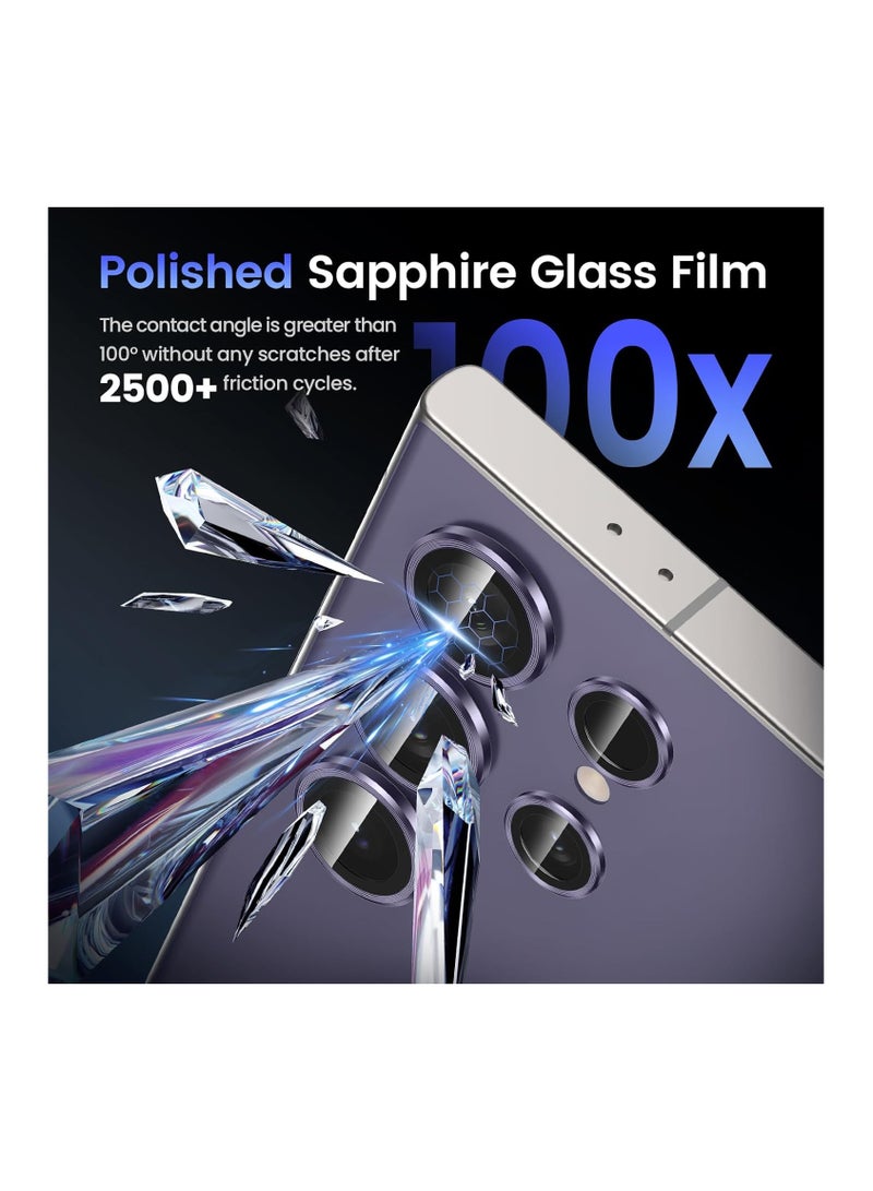 Samsung Galaxy S24 Ultra Camera Lens Protector, 9H Tempered Glass Camera Cover Screen Protector, Metal Individual Ring for Samsung Galaxy S24 Ultra - Titanium Violet - Image 4
