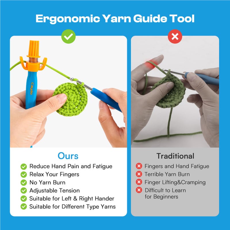 Caydo Crochet Tension Tool for Beginners, Ergonomic Yarn Guide Holder, Tension Control Crochet Helper, Comfort Handle for Left & Right Hander, Portable Crochet Accessories Gift for Crocheters & Knitters - Image 4