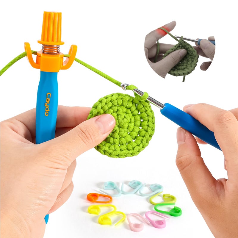 Caydo Crochet Tension Tool for Beginners, Ergonomic Yarn Guide Holder, Tension Control Crochet Helper, Comfort Handle for Left & Right Hander, Portable Crochet Accessories Gift for Crocheters & Knitters - Image 1