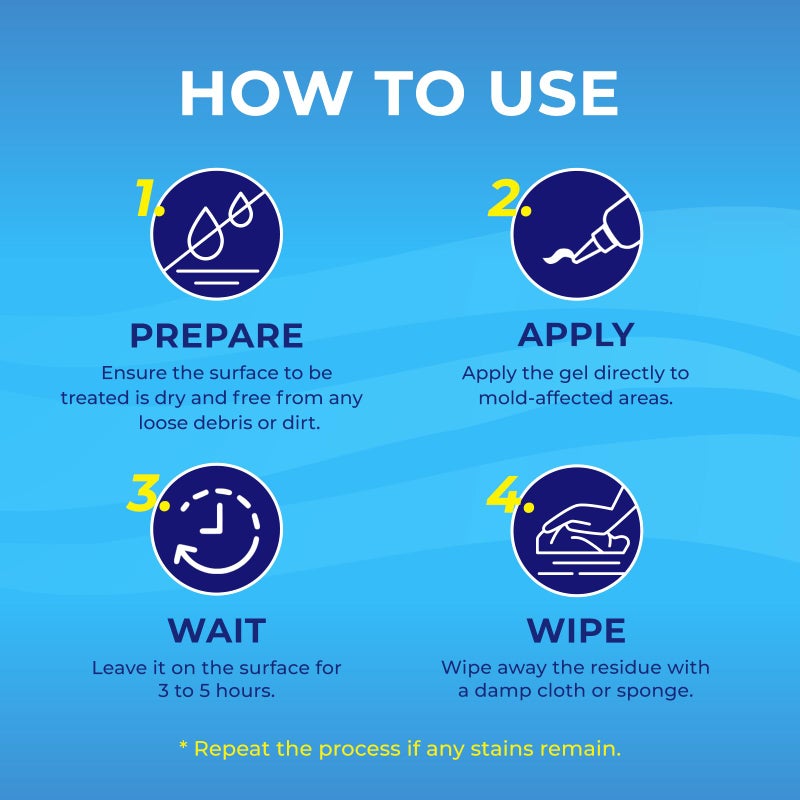 Mold Stain Remover Gel Cleaner Heavy Duty Cleaning Solution for Front Loader Washing Machine Seal, Bathroom Grout, Shower, Caulk - with 11.81" x 11.81" Purple Microfiber Cloth (7 fl oz) - Image 3