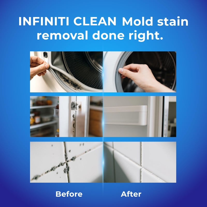 Mold Stain Remover Gel Cleaner Heavy Duty Cleaning Solution for Front Loader Washing Machine Seal, Bathroom Grout, Shower, Caulk - with 11.81" x 11.81" Purple Microfiber Cloth (7 fl oz) - Image 4