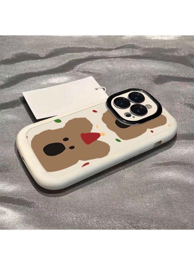 NIBEMINENT Cute Persimmon Bear Protective TPU Case Cover For iPhone 16 Plus, White