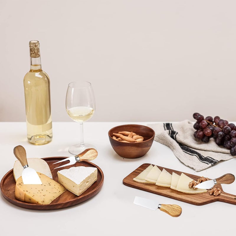 KT-GARY 4Pcs Cheese Knife Set - Stainless Steel Cheese Knives with Acacia Wood Handle - Charcuterie Knife Set for Party and Holiday - Image 3