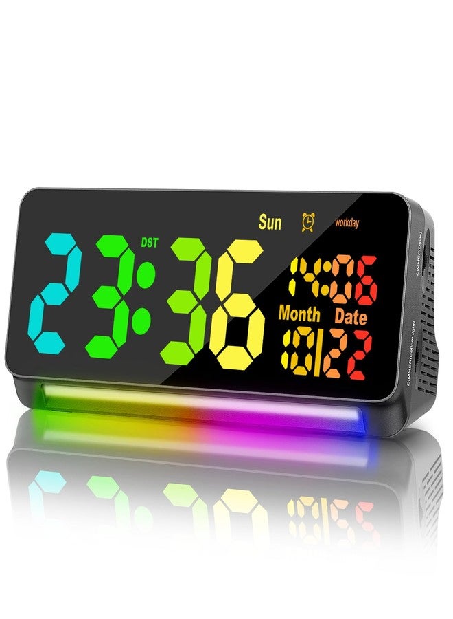 Samshow 120db Super Loud Alarm Clocks for Heavy Sleepers adults , 15 Wake Up Sounds Alarm Clock for Heavy sleepers , 7 Color Night Light, Dynamic RGB Color , 0-100% Dimmer, Snooze, DST , Large LED Display - Image 1
