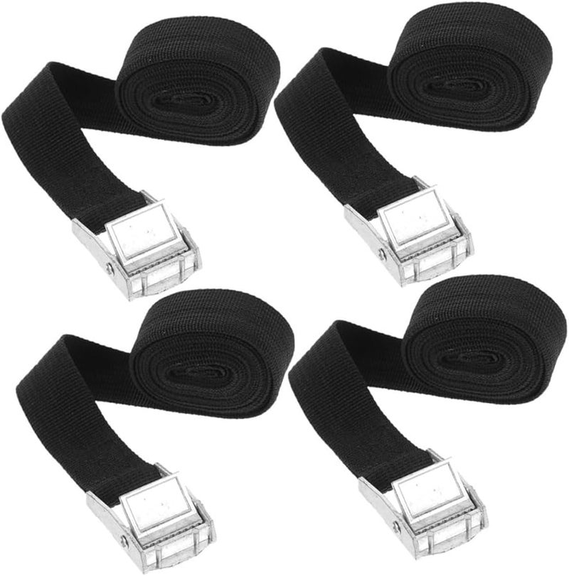 4Pcs Heavy Duty Zinc Alloy Cam Buckle Tie Down Straps Adjustable Lashing Straps for Cargo Luggage Automotive Black - Image 1