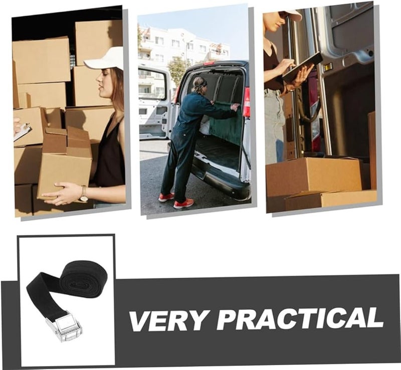 4Pcs Heavy Duty Zinc Alloy Cam Buckle Tie Down Straps Adjustable Lashing Straps for Cargo Luggage Automotive Black - Image 4