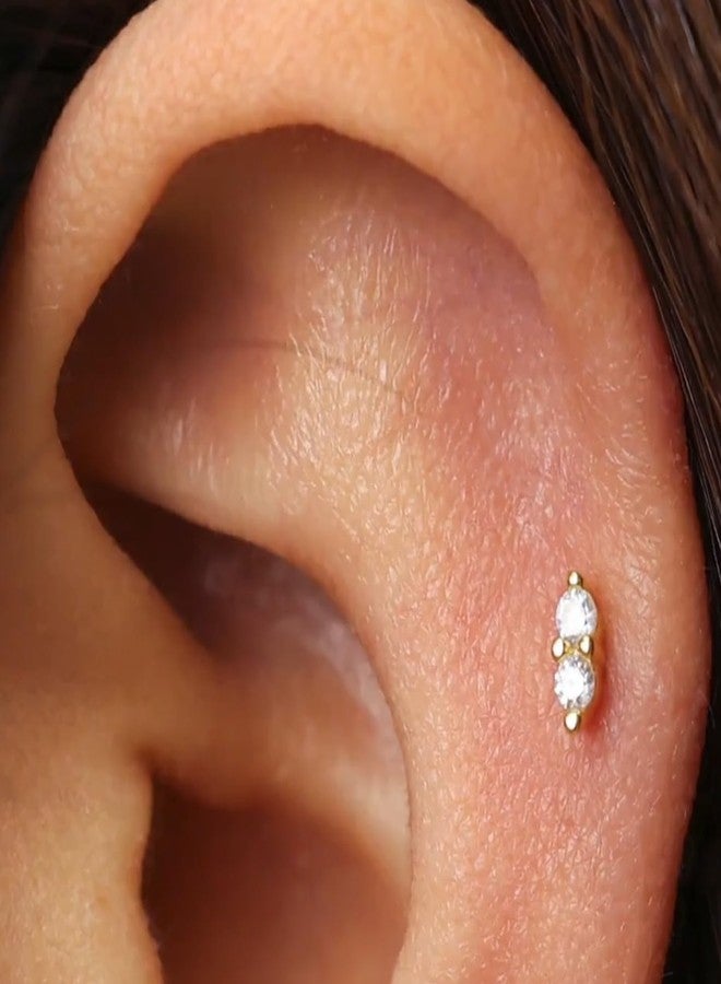 NONTAI 20G/18G/16G Threadless Flat Back Earrings Tiny Nose Stud, Cartilage Tragus Helix Stud Conch Piercing Jewelry, 18 gauge (1.0mm post), Stainless Steel, cubic zirconia - Image 5
