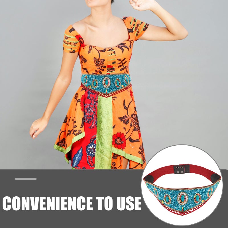 Elastic Waist Belt With With Beads - Bohemian Adjustable Wide Tribal Waist Chain For Women Dancing Dress Dance Festival Outfits - Image 5