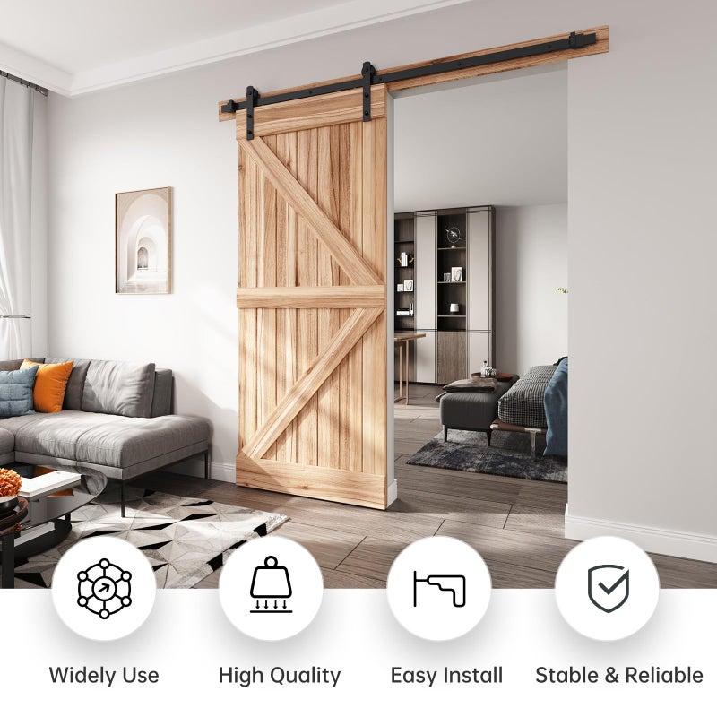 EaseLife 6 FT Heavy Duty Sliding Barn Door Hardware Track Kit,Straight Pulley,Slide Smoothly Quietly,Easy Install (6FT Track Kit for 30"~36" Wide Single Door) - Image 2